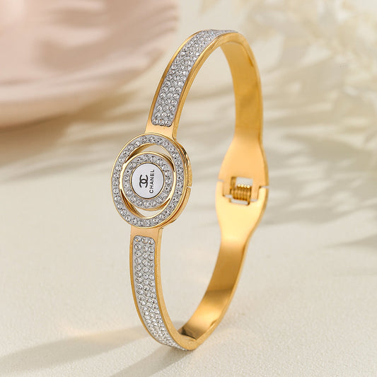 Shophably® Beautiful Gold Chanel Logo Bangle Bracelet