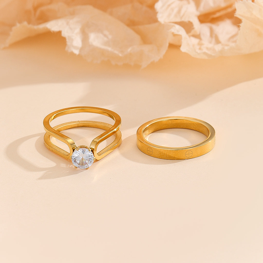 Shophably® Elegant Golden Dou Halo Ring