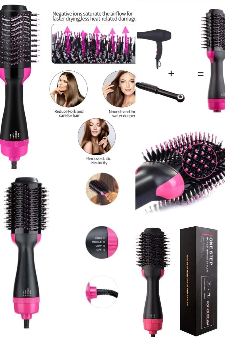 Shophably® Hot Air Brush Multi-Function HairDryer Straightener Curler CombOne Step Professional Salon Hai..