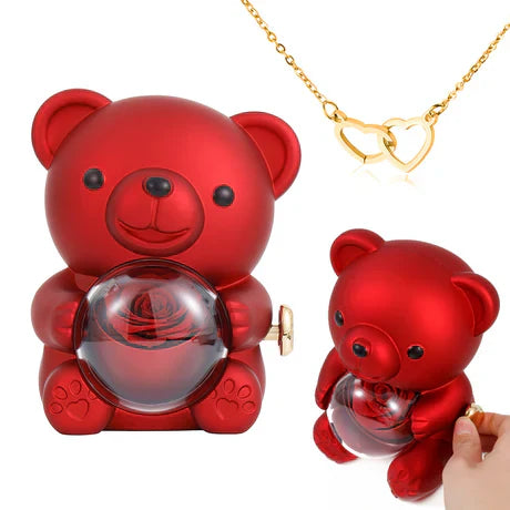 Shophably® Eternal Rose Bear with Engraved Pendant